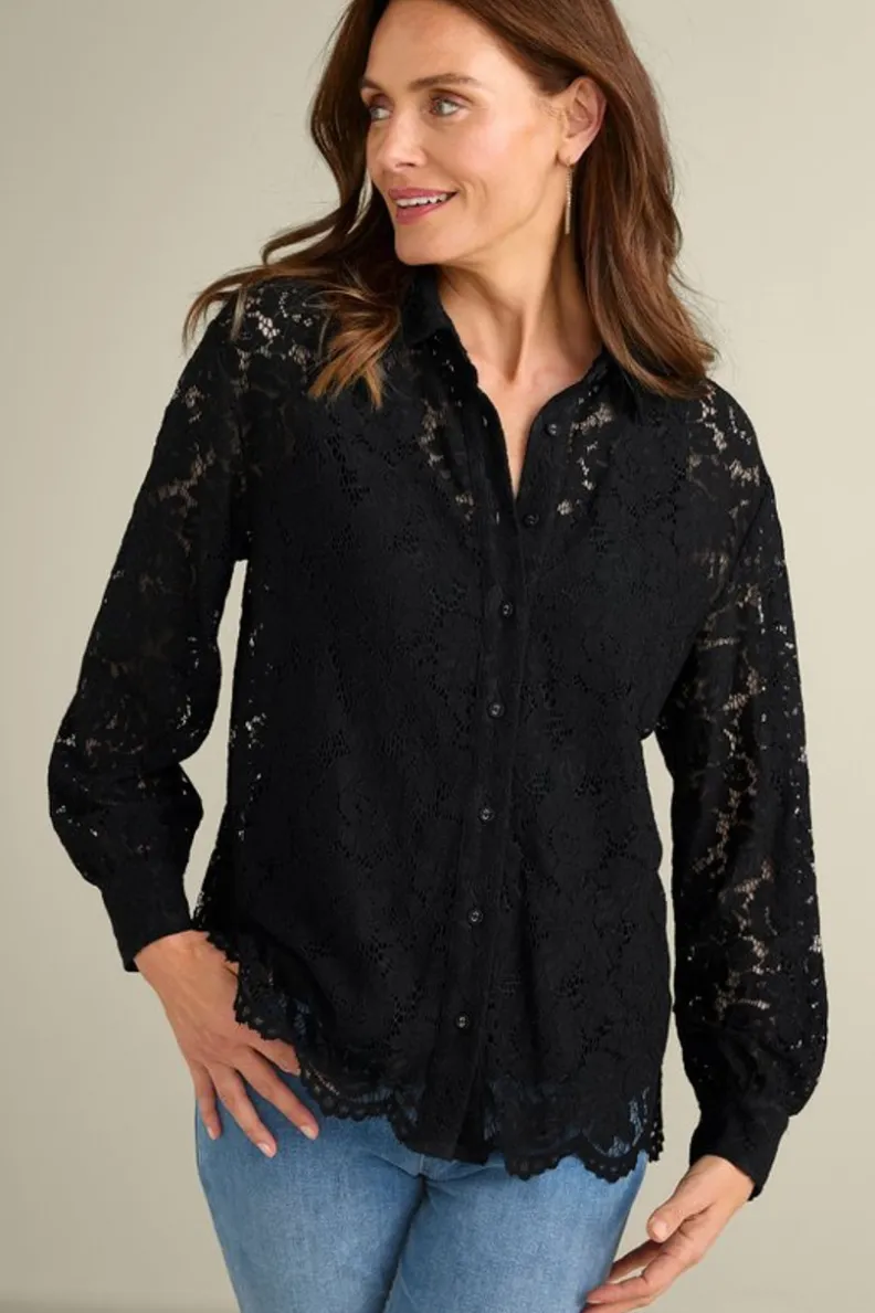 Soft Surroundings Lisa Lace Button Front| Tops