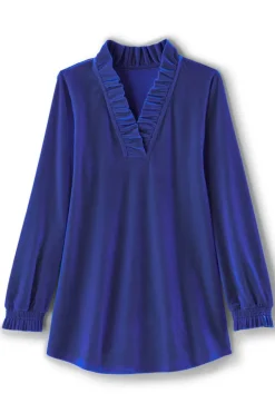 Soft Surroundings Marlee Ruffle Velvet Top| Tops