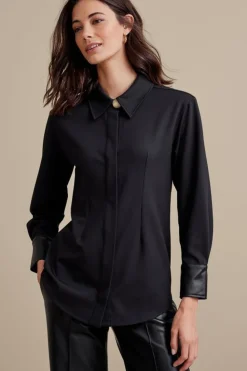 Soft Surroundings Mattea Faux Leather Cuff Tunic| Tops