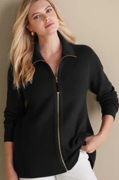 Soft Surroundings Meria Zip Cardi| Tops|Sweaters & Cardigans