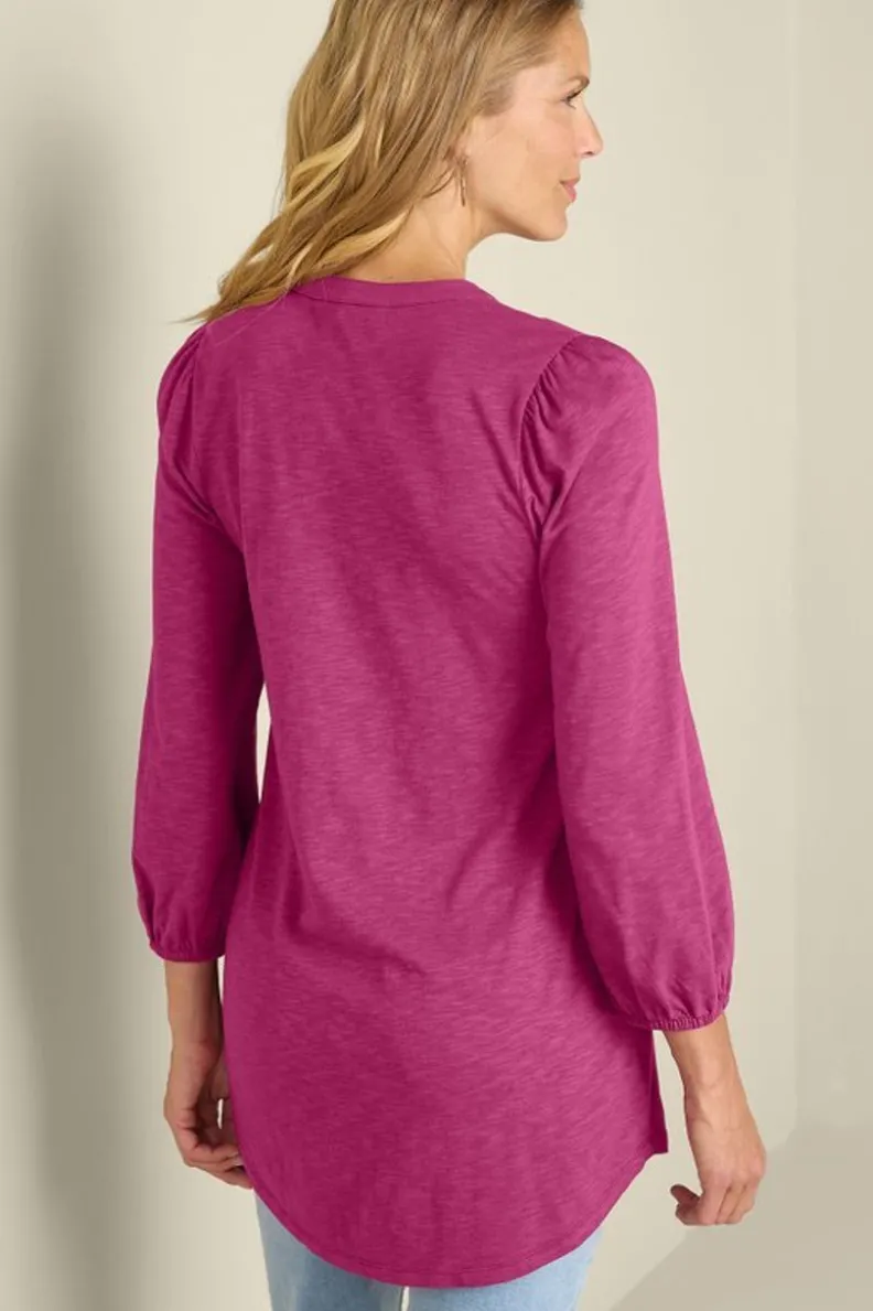 Soft Surroundings Mikaela Embroidered 3/4 Sleeve Tunic| Tops|Tunics & Leggings