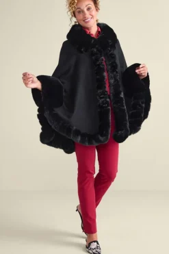 Soft Surroundings Mila Faux Fur Trim Cape| Scarves & Wraps
