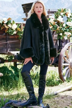 Soft Surroundings Mila Faux Fur Trim Cape| Scarves & Wraps