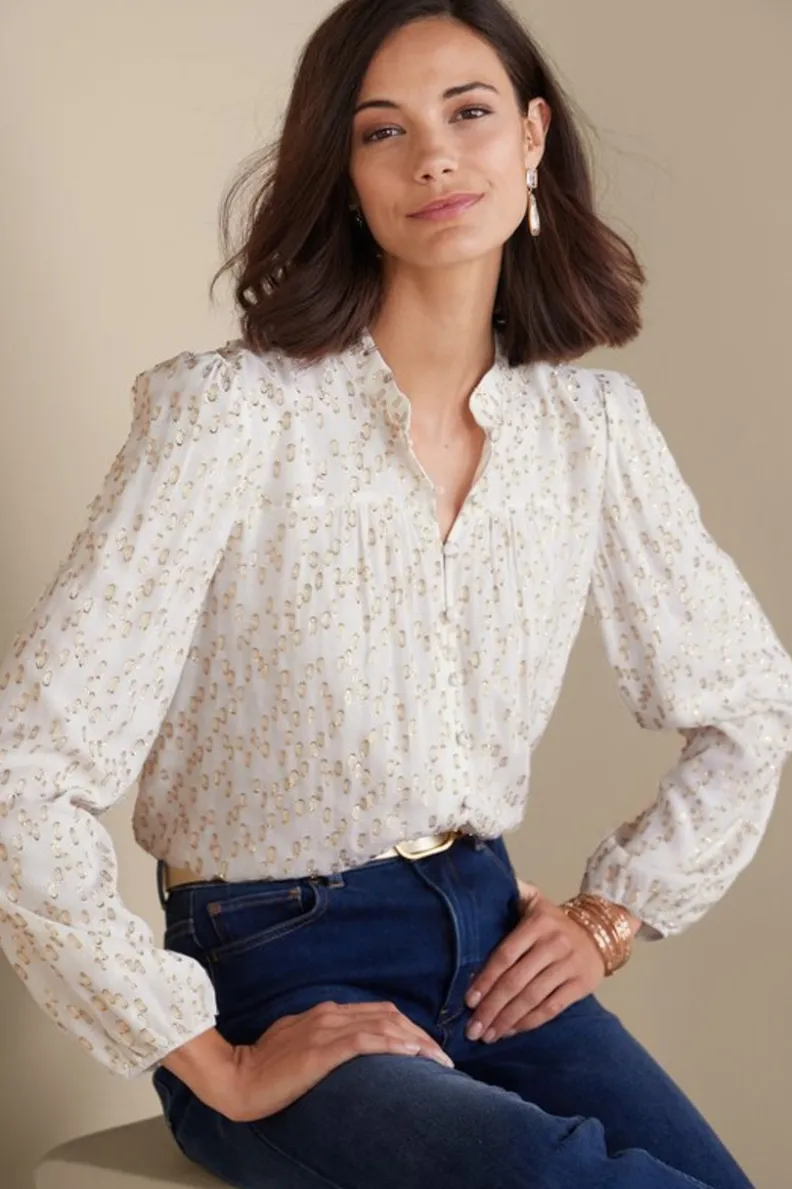 Soft Surroundings Mila Metallic Blouse| Tops
