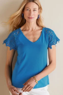 Soft Surroundings Nikita Lace Sleeve Tee| Tops