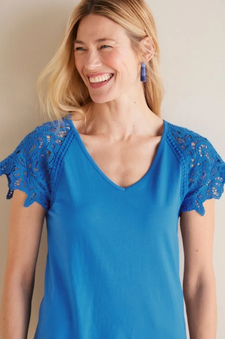 Soft Surroundings Nikita Lace Sleeve Tee| Tops