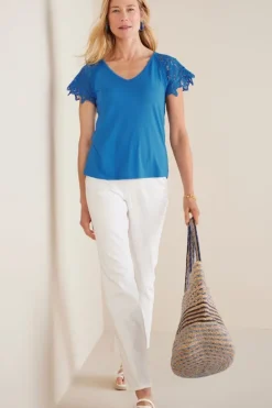 Soft Surroundings Nikita Lace Sleeve Tee| Tops
