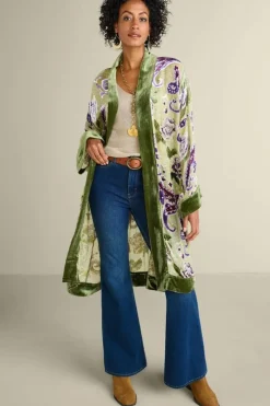 Soft Surroundings Nomi Silk Blend Velvet Kimono| Toppers|Jackets & Coats