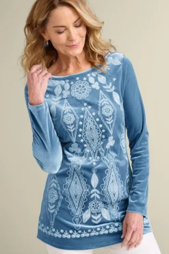 Soft Surroundings Nori Embroidered Velvet Tunic| Tops