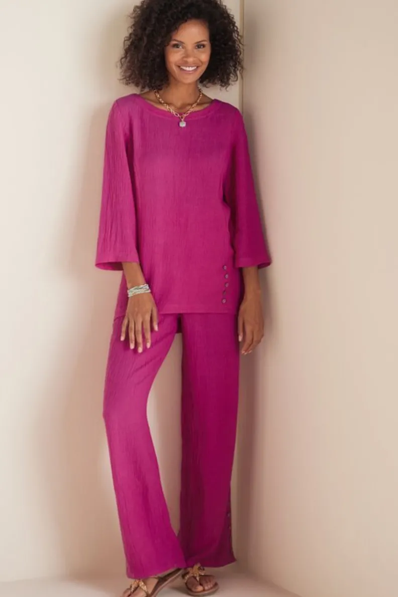 Soft Surroundings Oceo Gauze Wide-Leg Pants| Pants