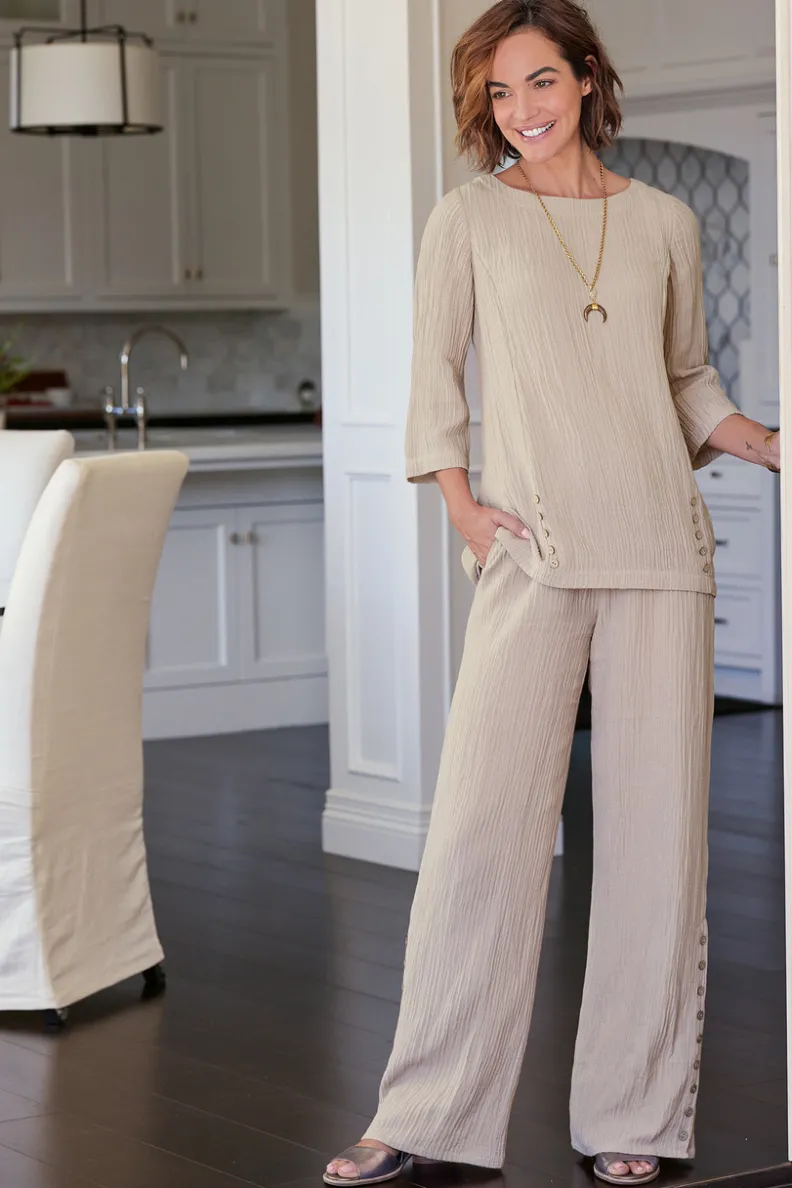Soft Surroundings Oceo Gauze Wide-Leg Pants| Pants