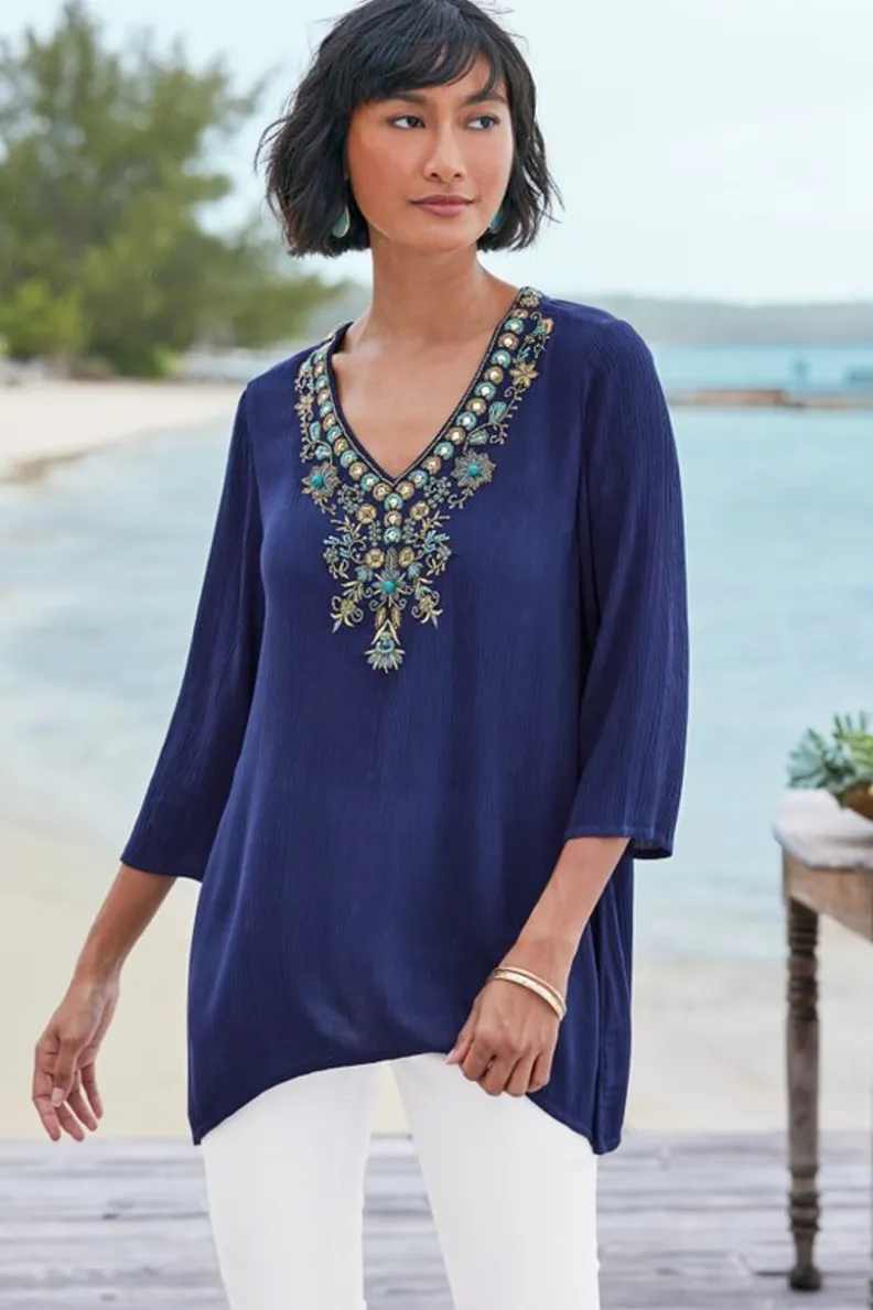 Soft Surroundings Paulina Gauze Pullover| Tops