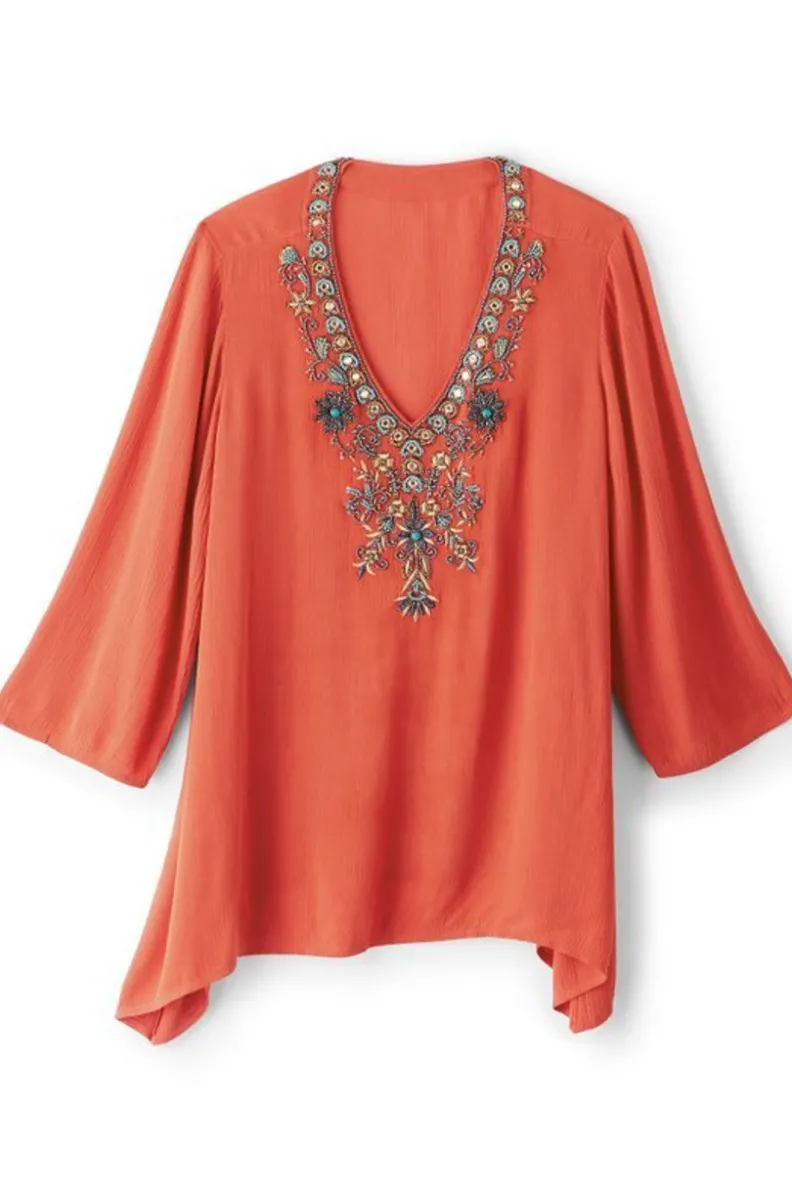 Soft Surroundings Paulina Gauze Pullover| Tops