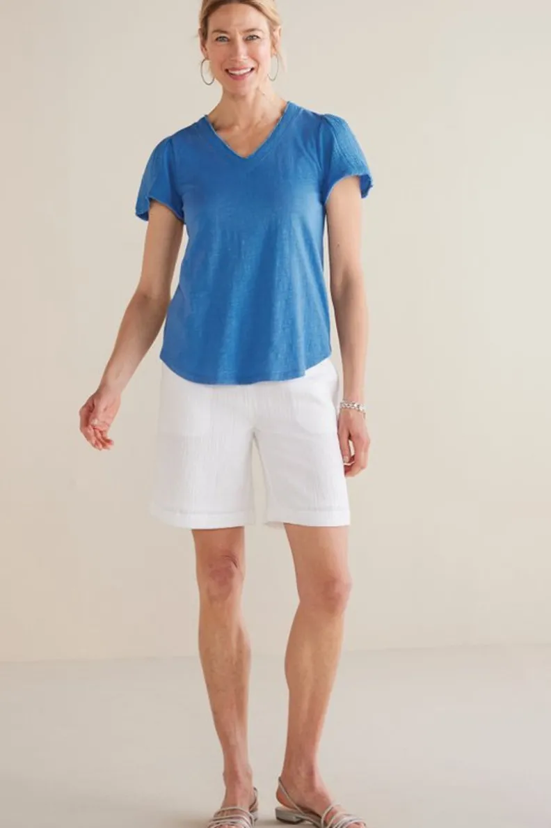 Soft Surroundings Philippa Gauze Sleeve Tee| Tops