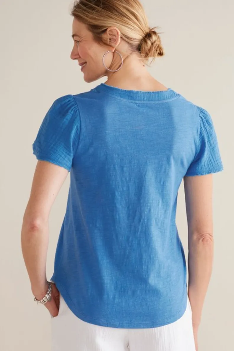Soft Surroundings Philippa Gauze Sleeve Tee| Tops