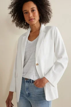 Soft Surroundings Portofino Linen Blend Boyfriend Blazer| Toppers|Dresses