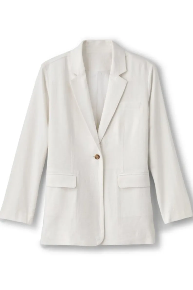 Soft Surroundings Portofino Linen Blend Boyfriend Blazer| Toppers|Dresses