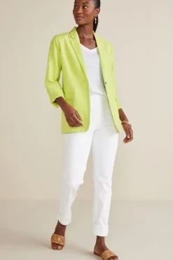 Soft Surroundings Portofino Linen Blend Boyfriend Blazer| Toppers|Dresses