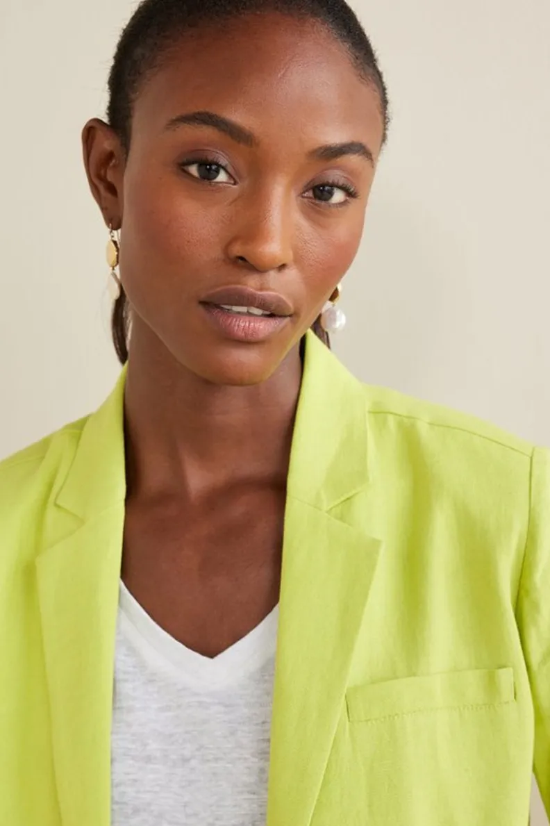 Soft Surroundings Portofino Linen Blend Boyfriend Blazer| Toppers|Dresses