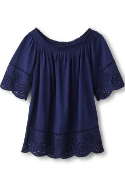 Soft Surroundings Rahma Eyelet Trimmed Tee| Tops