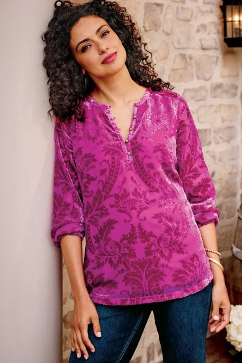 Soft Surroundings Reesha Velvet Top| Tops