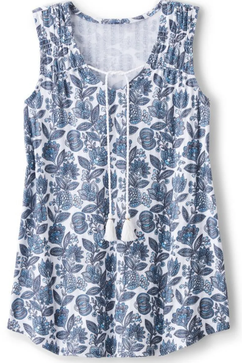 Soft Surroundings Roxie Printed Pointelle Tank| Tops