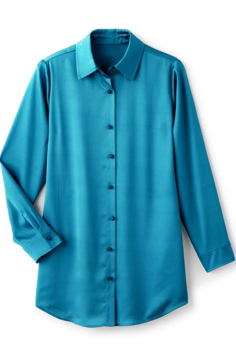 Soft Surroundings Satin Boyfriend Shirt| Tops