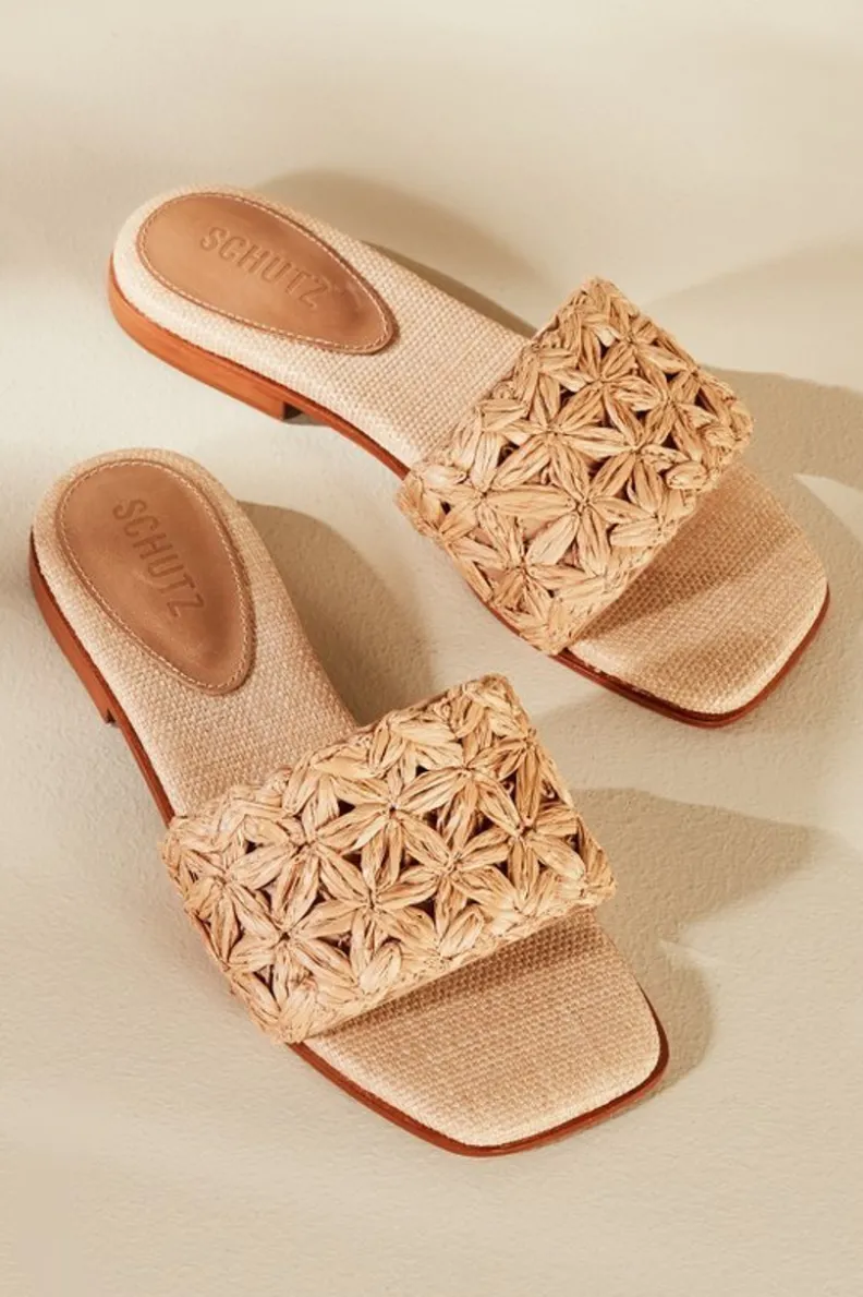Soft Surroundings Schutz Ayla Raffia Slides| Shoes
