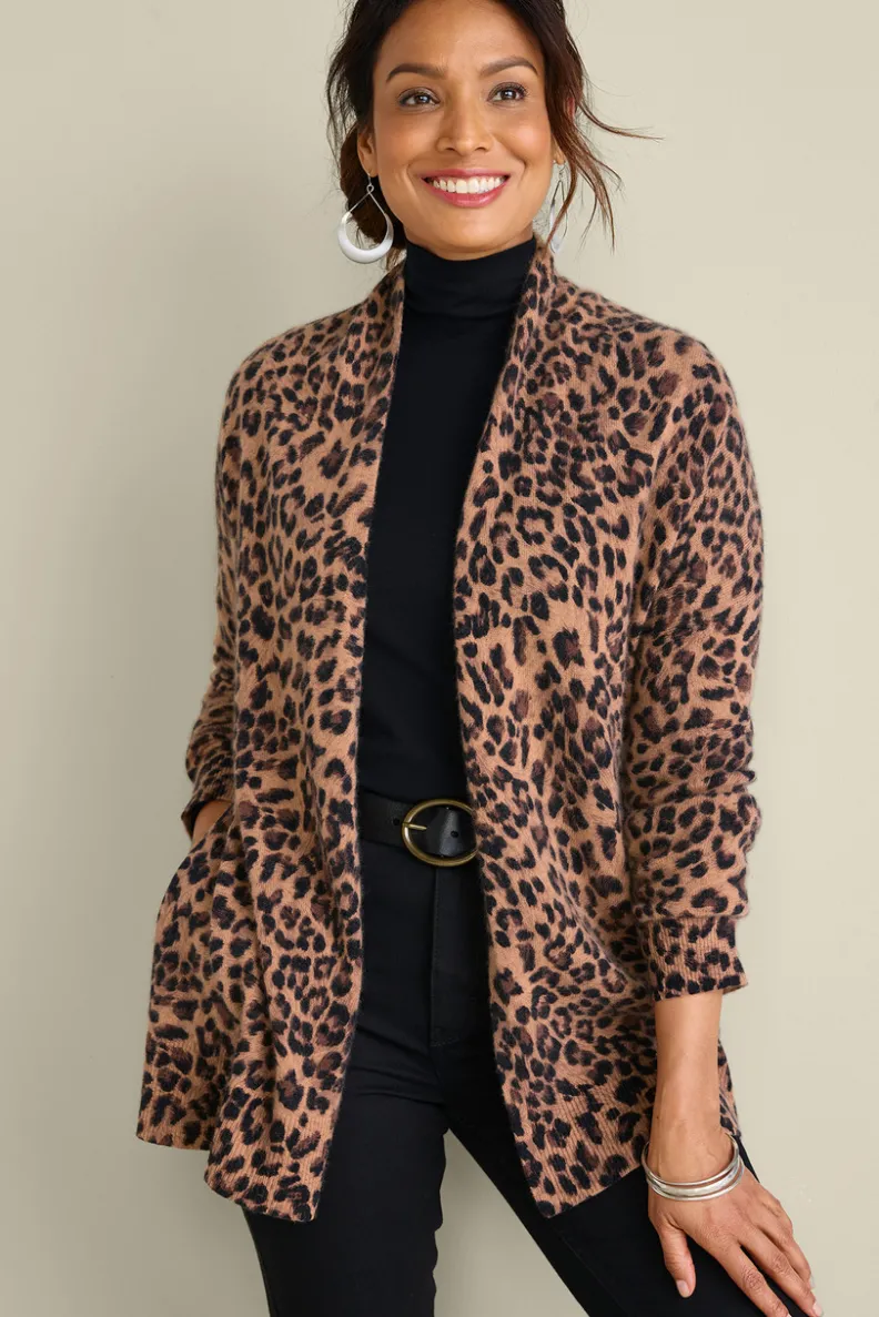 Soft Surroundings Sibyl Cashmere Printed Cardigan| Tops|Sweaters & Cardigans