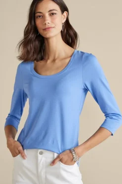 Soft Surroundings Soft Essential Supima 3/4 Sleeve Tee| Tops