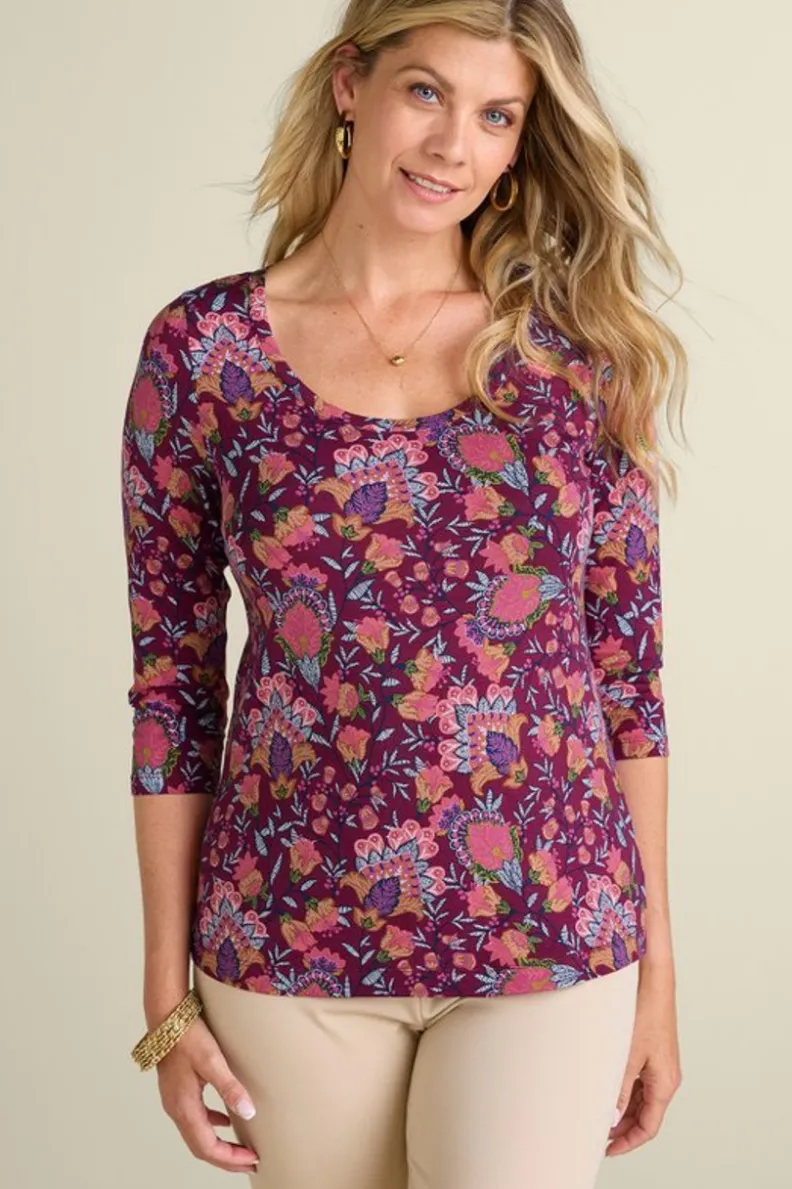 Soft Surroundings Soft Essential Supima 3/4 Sleeve Tee| Tops