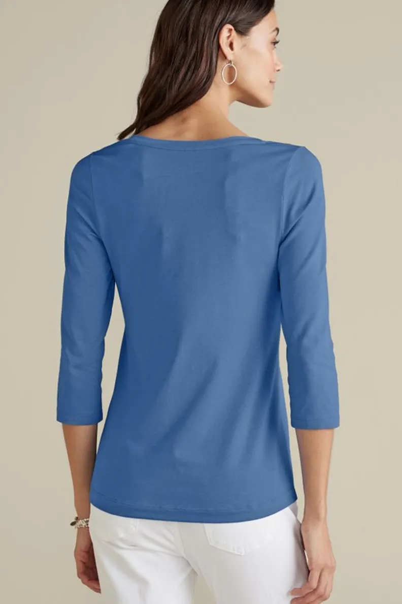Soft Surroundings Soft Essential Supima 3/4 Sleeve Tee I| Tops