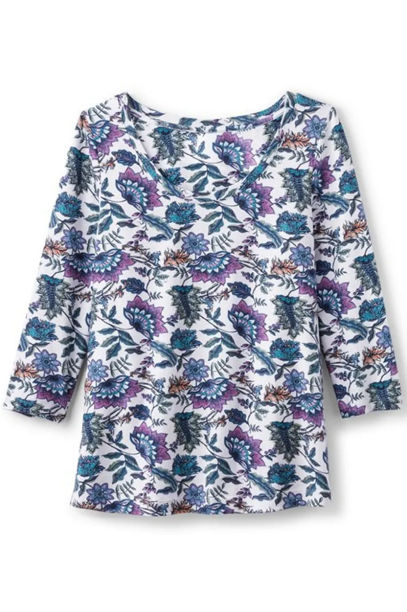 Soft Surroundings Soft Essential Supima 3/4 Sleeve Tee I| Tops