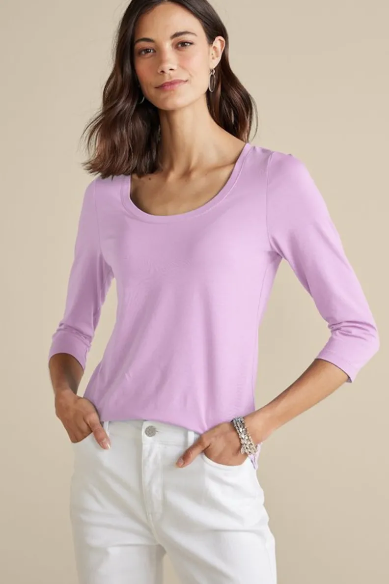 Soft Surroundings Soft Essential Supima 3/4 Sleeve Tee I| Tops