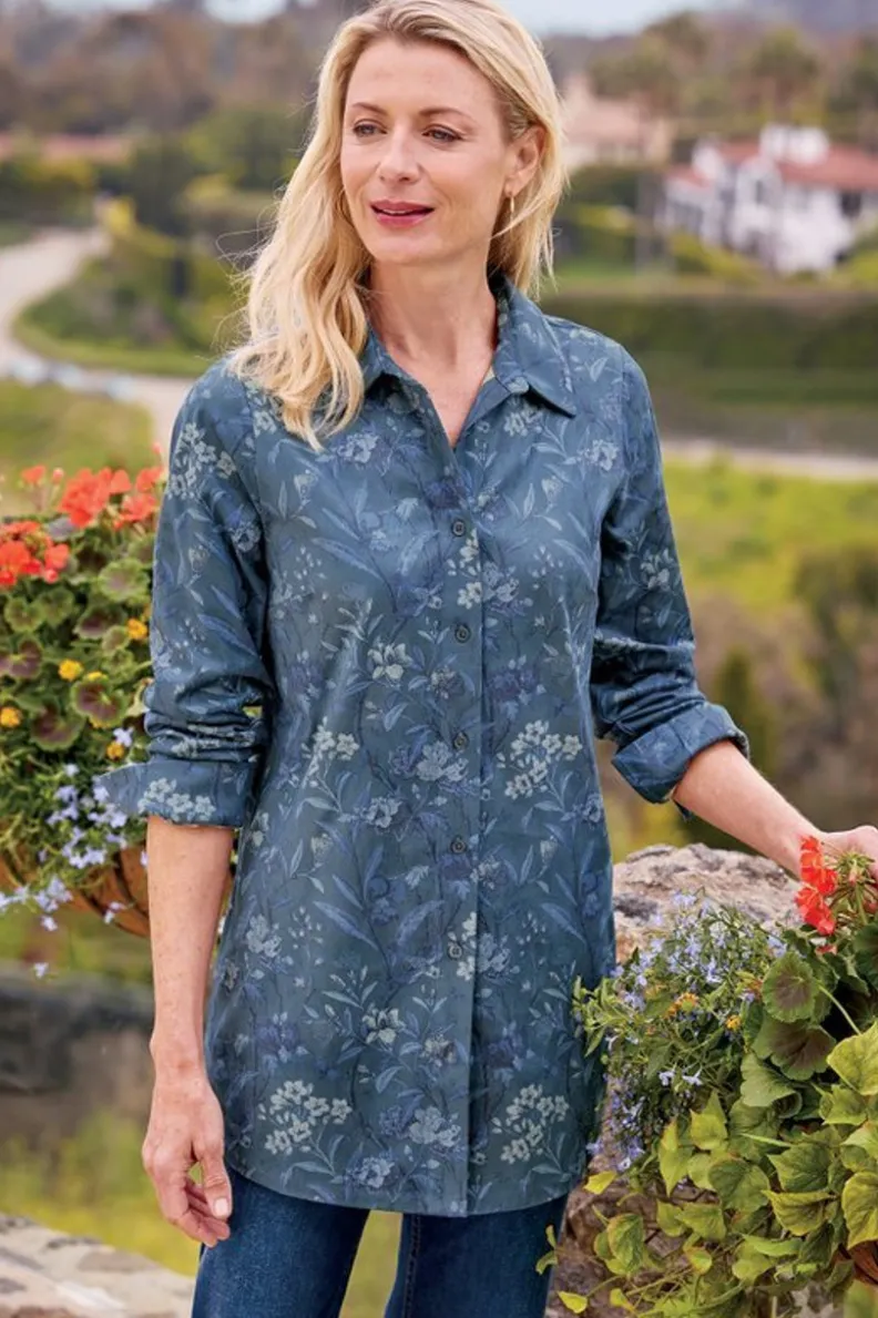 Soft Surroundings Stretch Faux Suede Boyfriend Tunic Shirt| Tops