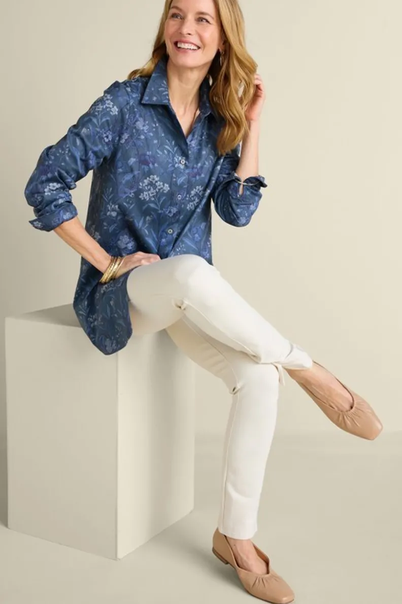 Soft Surroundings Stretch Faux Suede Boyfriend Tunic Shirt| Tops