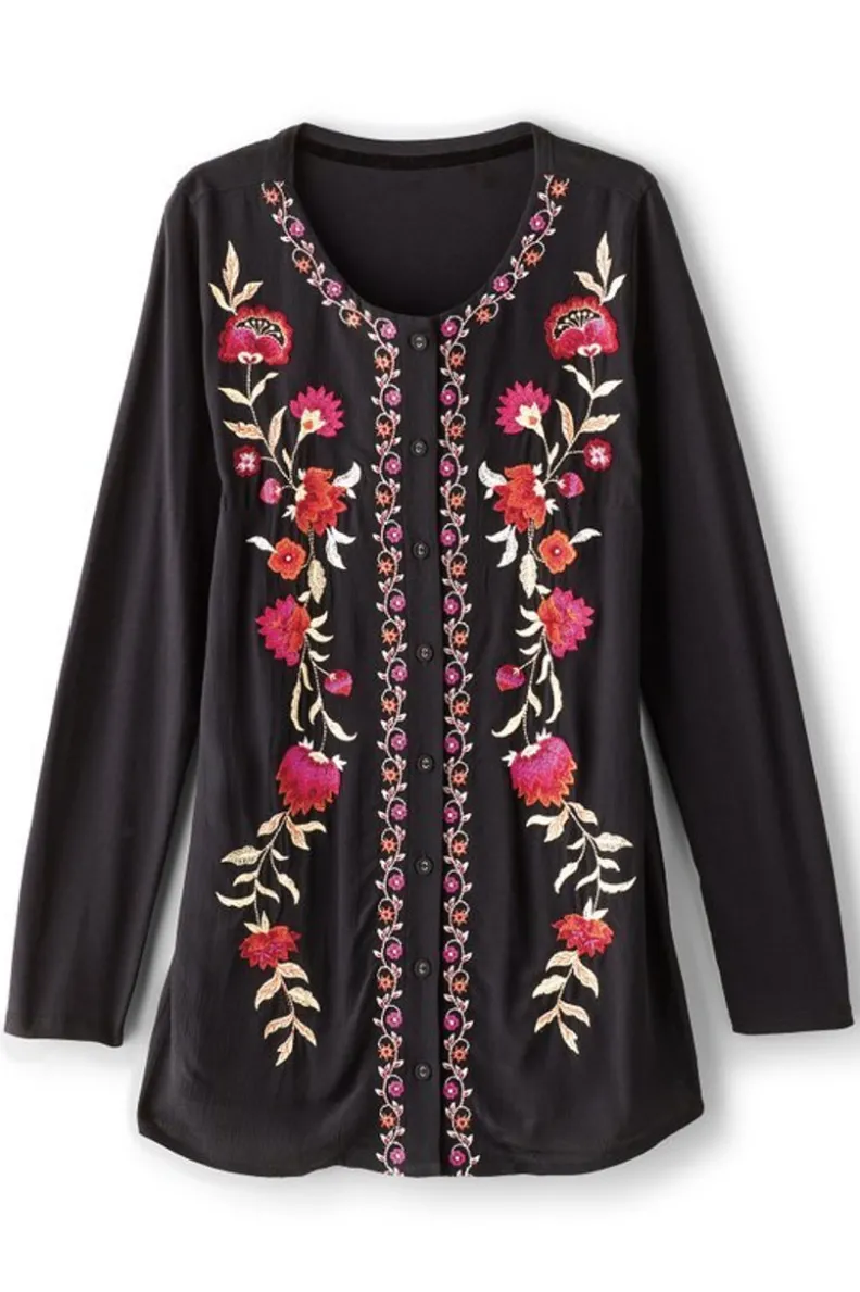 Soft Surroundings Talulla Embroidered Tunic| Tops