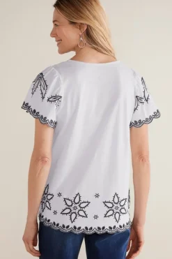 Soft Surroundings Teres Embroidered Tee| Tops