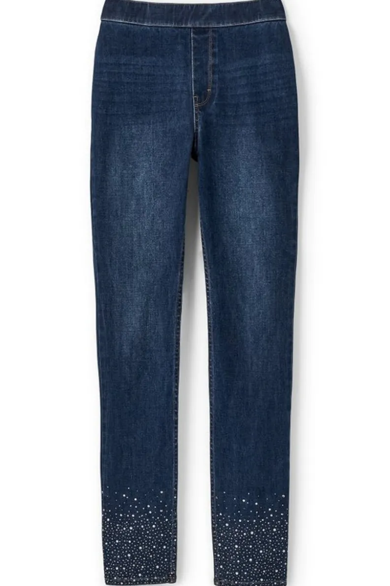 Soft Surroundings Ultimate Denim Crystal Pull-On Slim Leg Jeans| Jeans
