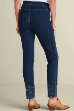 Soft Surroundings Ultimate Denim Crystal Pull-On Slim Leg Jeans| Jeans