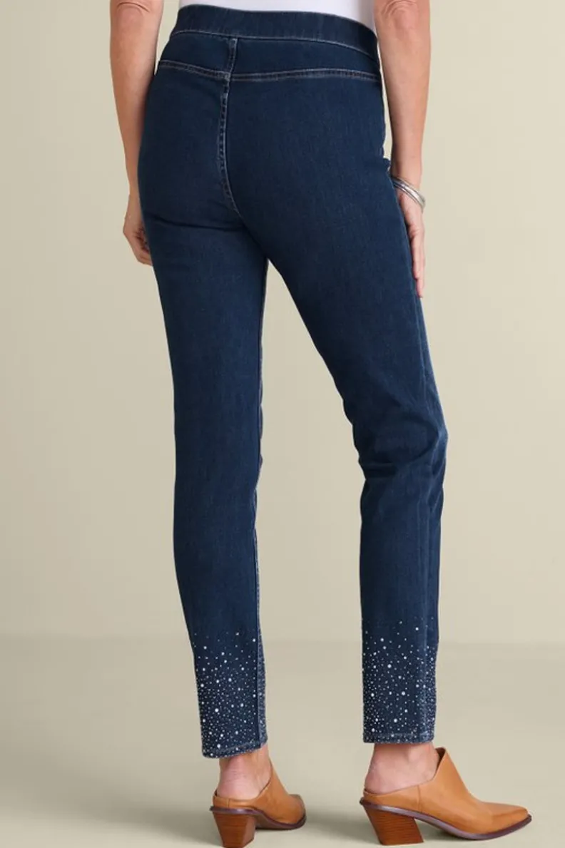 Soft Surroundings Ultimate Denim Crystal Pull-On Slim Leg Jeans| Jeans