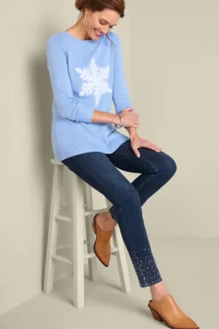 Soft Surroundings Ultimate Denim Crystal Pull-On Slim Leg Jeans| Jeans