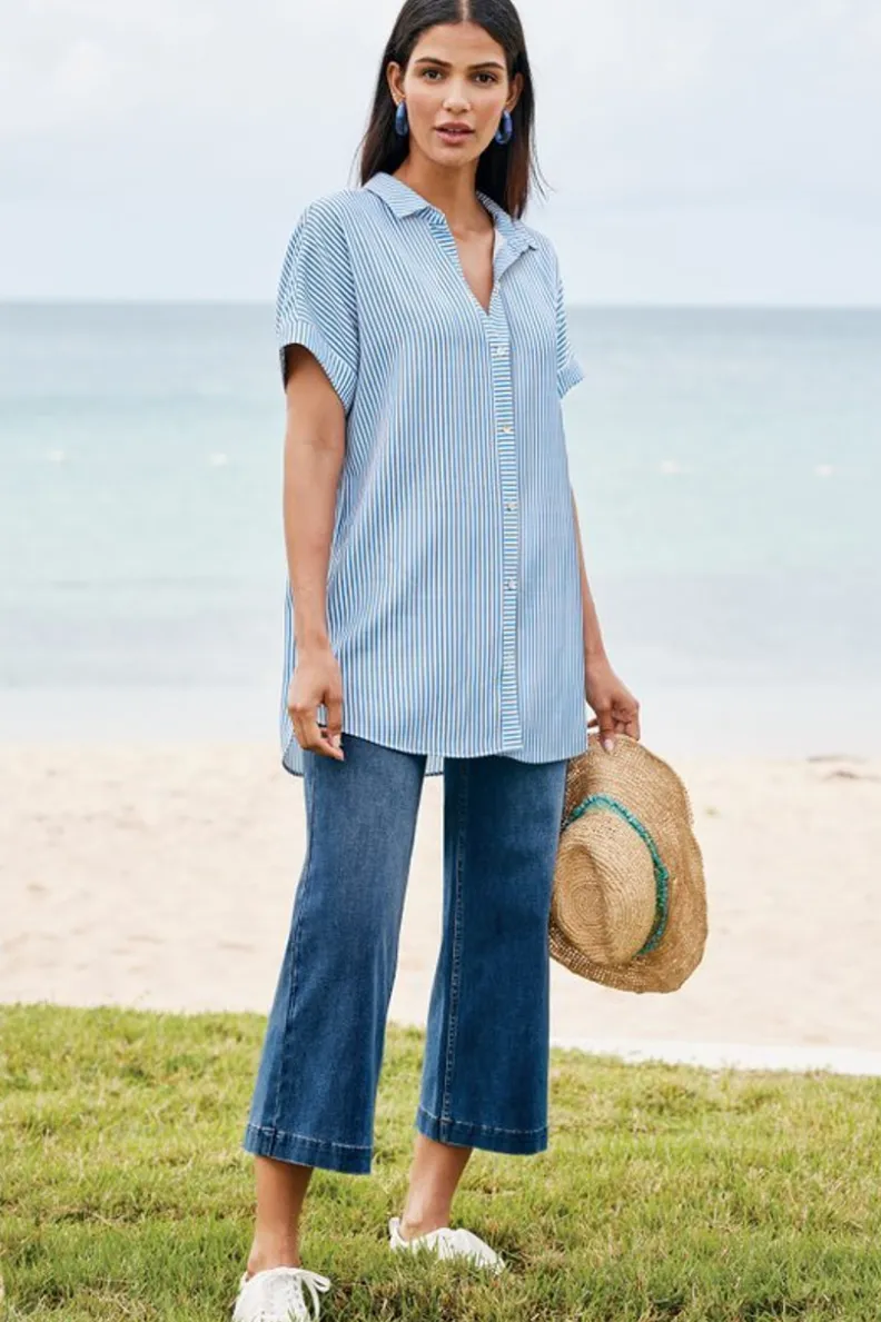 Soft Surroundings Ultimate Denim Wide Leg Crop Jeans| Jeans
