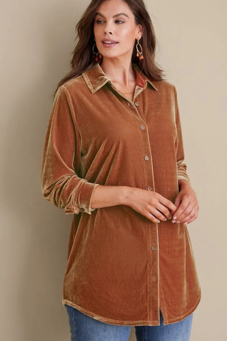 Soft Surroundings Velvet Boyfriend Tunic Shirt| Tops|Tunics & Leggings