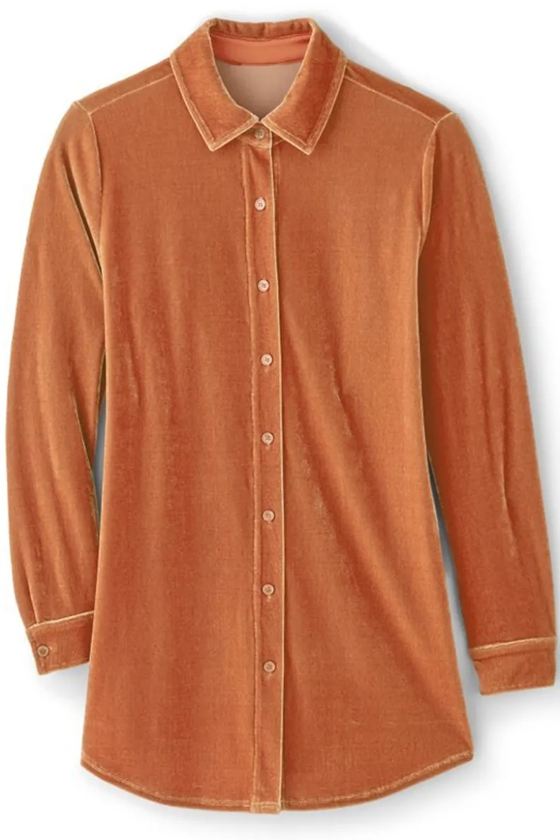 Soft Surroundings Velvet Boyfriend Tunic Shirt| Tops|Tunics & Leggings