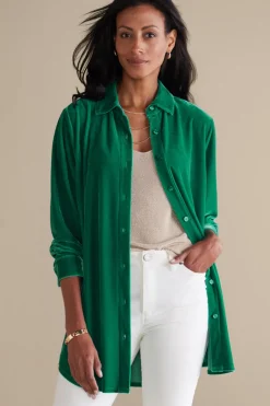 Soft Surroundings Velvet Boyfriend Tunic Shirt| Tops|Tunics & Leggings