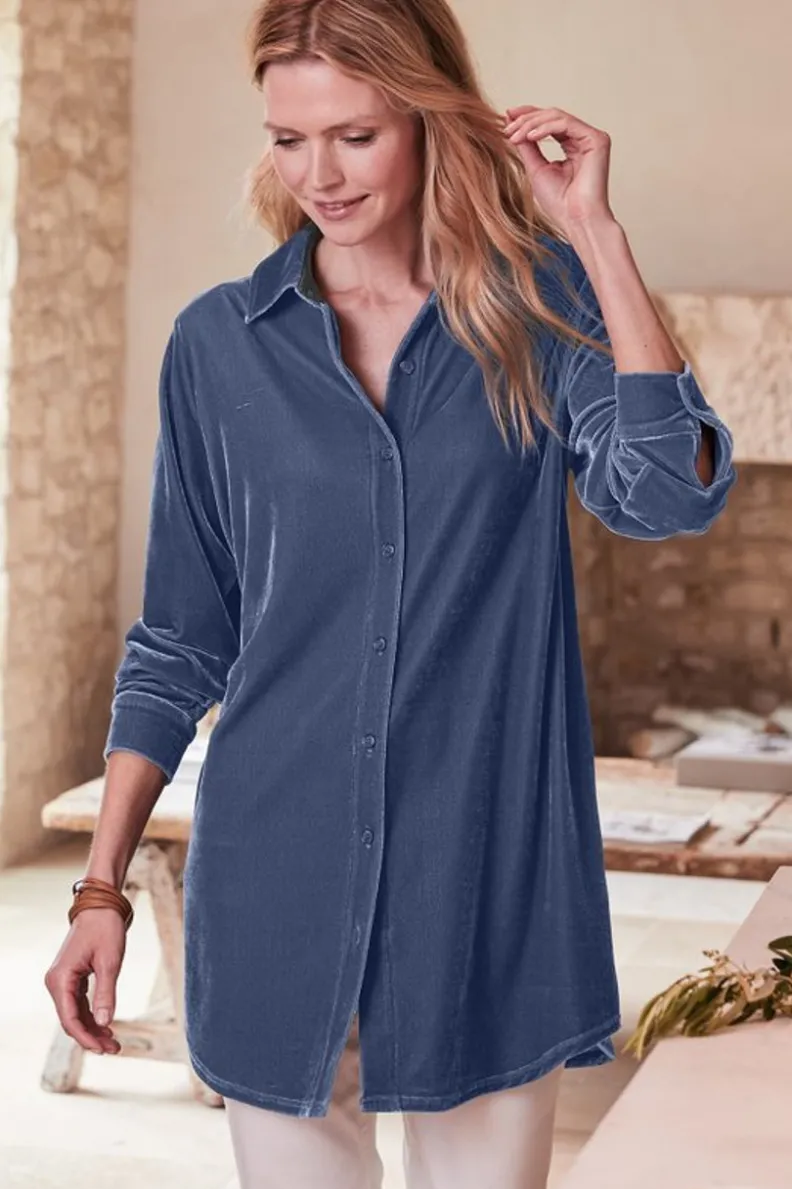 Soft Surroundings Velvet Boyfriend Tunic Shirt| Tops|Tunics & Leggings