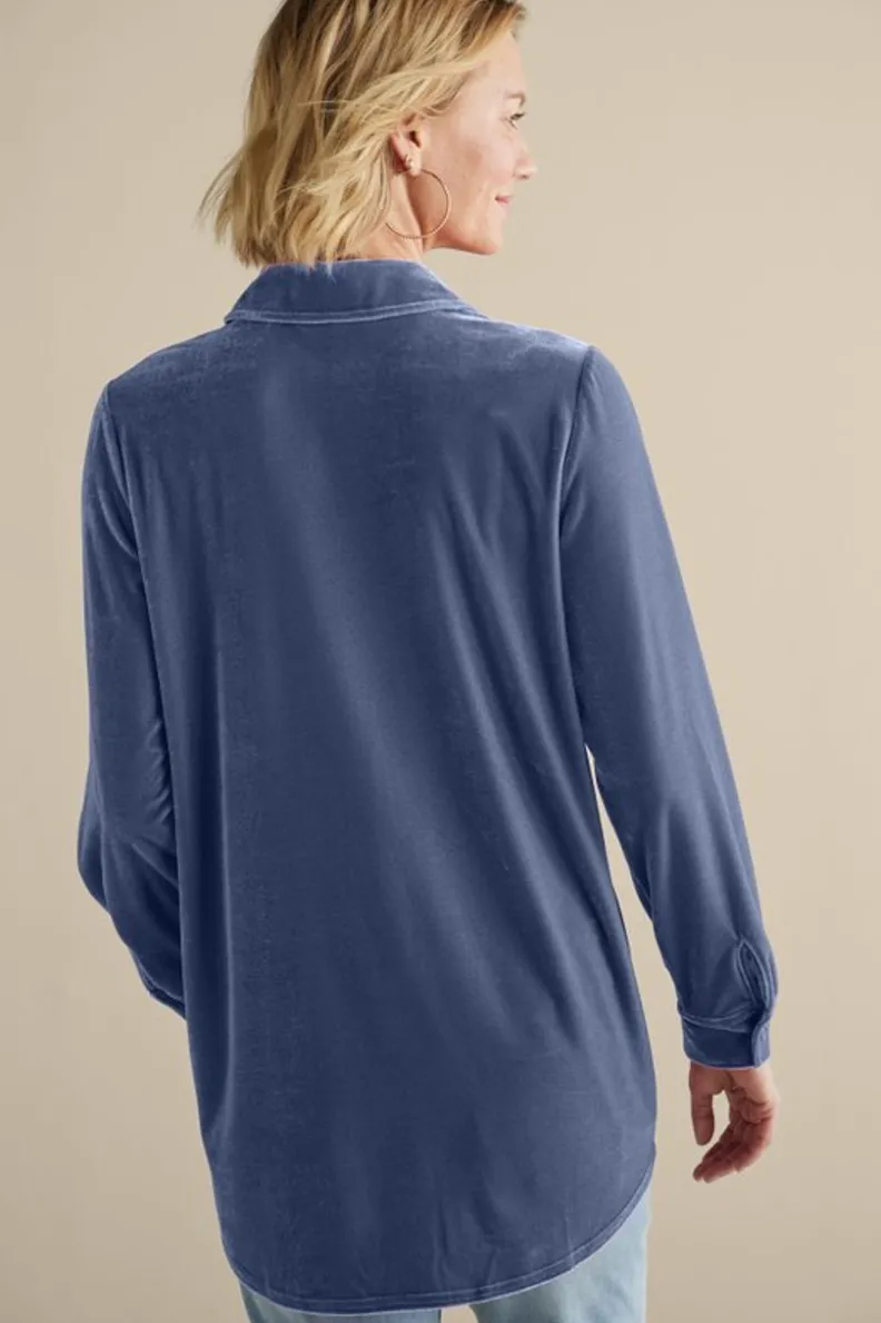 Soft Surroundings Velvet Boyfriend Tunic Shirt| Tops|Tunics & Leggings