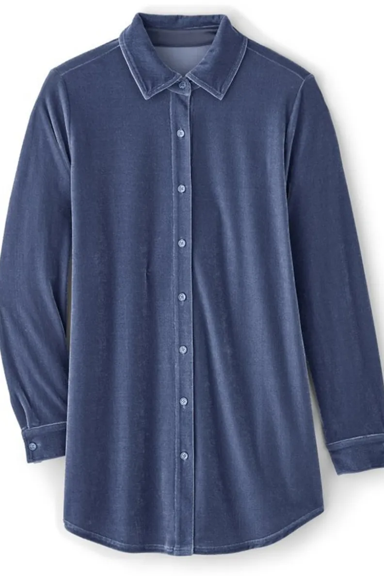 Soft Surroundings Velvet Boyfriend Tunic Shirt| Tops|Tunics & Leggings