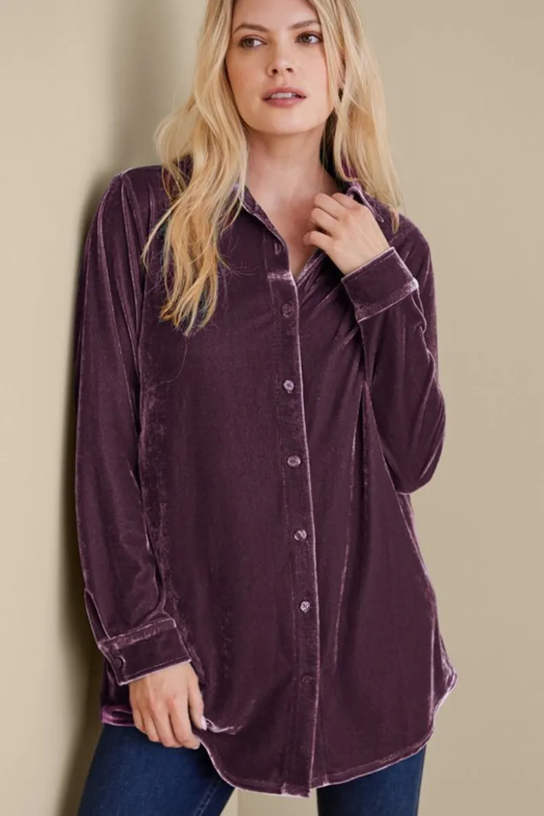 Soft Surroundings Velvet Boyfriend Tunic Shirt| Tops|Tunics & Leggings